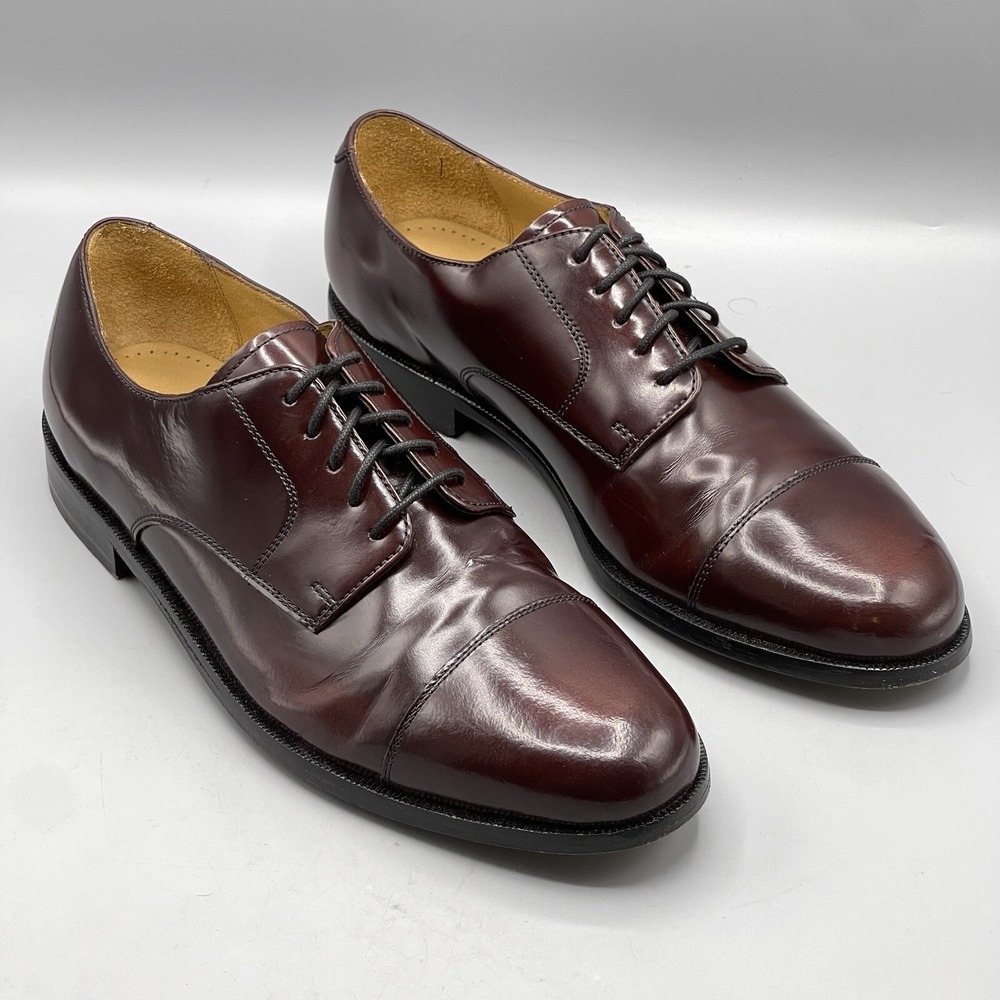 Cole Haan Men's 10 Shoes Leather Brown Cap Toe Mahogany Oxford Caldwell